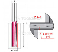 Фреза прямая пазовая с врезным зубом Z=2+1 D=12x30x74 S=12 PROCUT 105235P