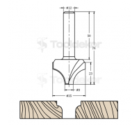 Фреза алмазная "Скругление" TD-113 R=16 D=35x23x76 S=12 Rotis 113512.01