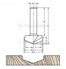 Фреза алмазная филёночная TD-173 D=34x12x65 S=12 Rotis 1633512.01
