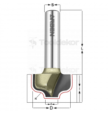 Фреза Гусёк R5.R2 Z=2 D=14x10x50 d1=4 S=12 ARDEN 210210A