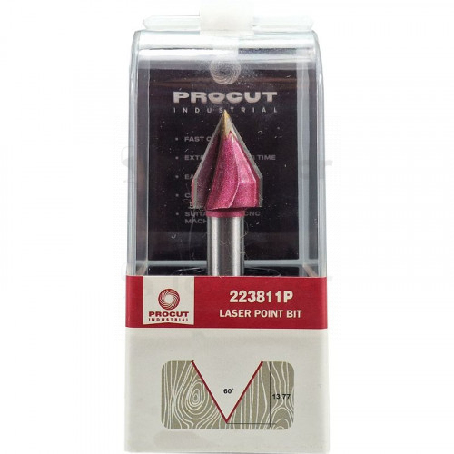 Фреза пазовая V-образная с углом 60° Z=3 D=15.8x13.06x65 S=8 PROCUT 223811P
