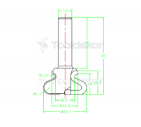 Фреза ручка алмазная PCD R1.8=1 R2=6 D=38.1x20.7x68 S=12 Rotis 555382.02