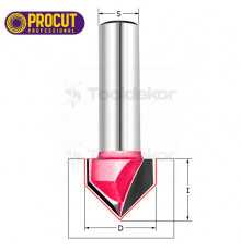 Фреза V-образная пазовая с углом 90гр. D=32 S=8 PROCUT PROFESSIONAL A1015