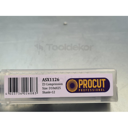 Фреза прямая пазовая монолитная Z3 компрессионная D=10x25 S=12 PROCUT PROFESSIONAL ASX1126
