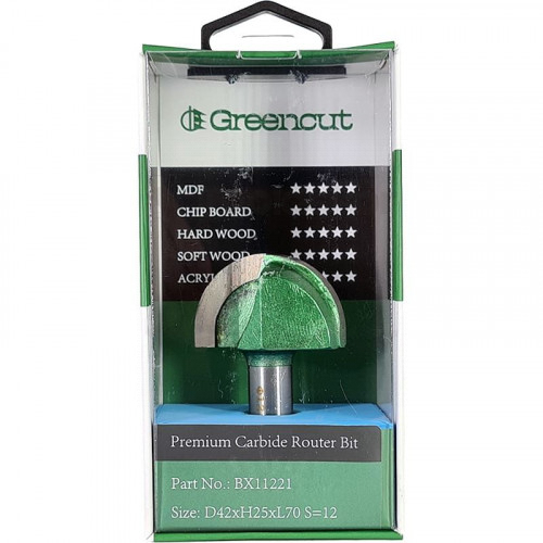 Фреза пазовая галтельная D=42x25x70 S=12 GREENCUT BX11221
