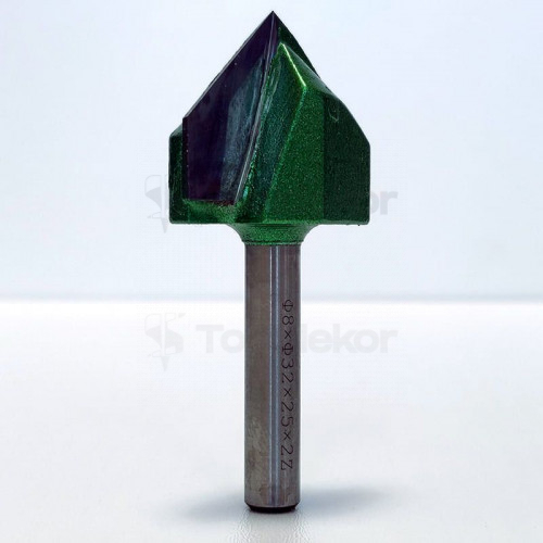 Фреза пазовая галтельная (V-образная) D=32xH25xL68 V=90 S=8 GREENCUT BX11290