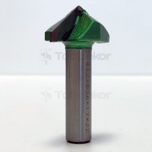 Фреза пазовая галтельная (V-образная) D=36xH17xL62 V=110 S=12 GREENCUT BX11297