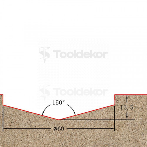 Фреза пазовая галтельная (V-образная) D=60xH13.5xL58 V=150 S=12 GREENCUT BX11303