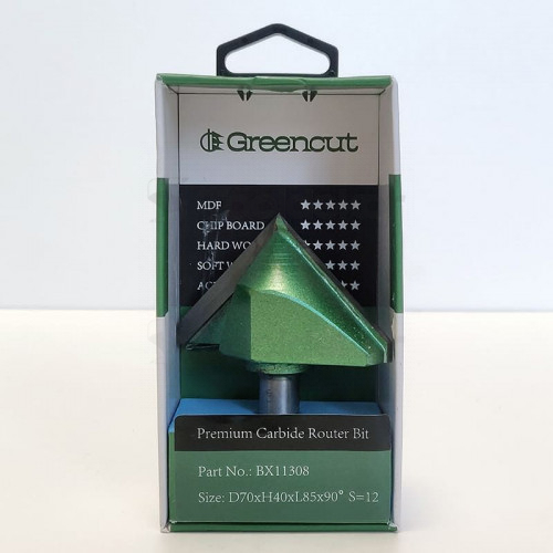 Фреза пазовая галтельная (V-образная) D=70xH40xL85 V=90 S=12 GREENCUT BX11308