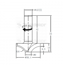 Фреза профильная для фасадов D=36x11x50 S=12 GREENCUT BX11903
