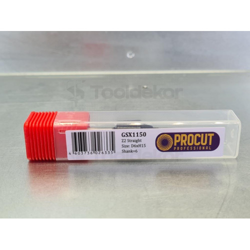 Фреза прямая пазовая монолитная Z2  D=6x15 S=6 PROCUT PROFESSIONAL GSX1150