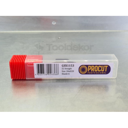 Фреза прямая пазовая монолитная Z2  D=6x28 S=6 PROCUT PROFESSIONAL GSX1153