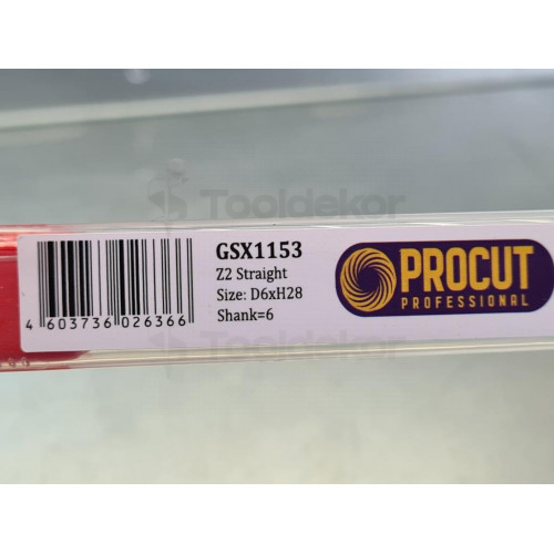 Фреза прямая пазовая монолитная Z2  D=6x28 S=6 PROCUT PROFESSIONAL GSX1153