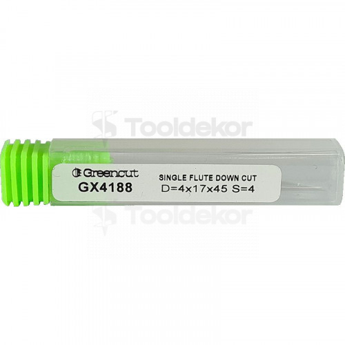 Фреза спиральная Z1 D=4x17x45 S=4 для ЧПУ (нижний рез) по древесине Greencut GX4188